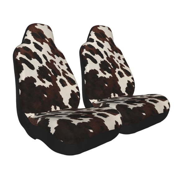 Odenmar 2Pack Car Seat Covers Brown Cow Print Mesh Fabric Universal Fit Front Seat Protector Breathable Automotive Seat Covers for Cars SUVs and Trucks