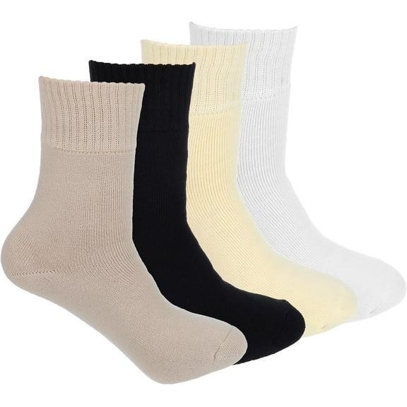 Srix 4 Pairs Boot Socks for Women Wool Socks for Women Winter, Winter Wool Solid Thick Warm Socks, Fluffy Cabin Socks for Women, Warm Fuzzy Socks for Women, Black/White/Light A605