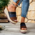 thumbnail image 4 of Dakaela Women's Wedge Sandals 2.76 Inch Platform Espadrille Heels Color Block Open Toe Strappy Slip on Casual Summer Slide Shoes Size 6, 4 of 8