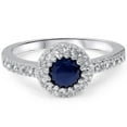 thumbnail image 4 of Pompeii 1ct Halo Genuine Blue Sapphire Diamond Engagement Ring 14K White Gold (G/H,I1), 4 of 4