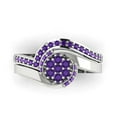 thumbnail image 2 of 0.45 ct Brilliant Round Cut Natural Amethyst 18K White Gold Solitaire with Accents Engagement Bridal Wedding Ring Band Set size 7.5, 2 of 7