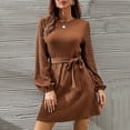 thumbnail image 3 of Vestido de punto para mujer, elegante vestido tipo jersey, minivestido de manga larga, cuello redondo, vestido de invierno (embalaje reutilizable), 3 of 6