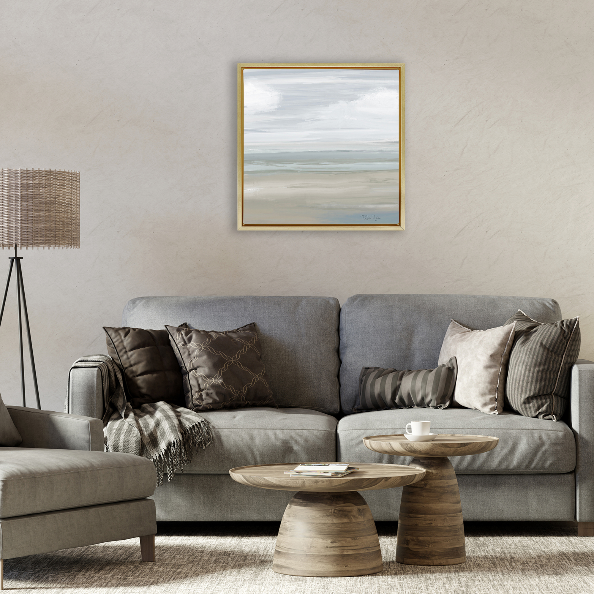 Stupell Industries Another Day Peaceful Landscape Gold Framed Floater Canvas Wall Art, design by Robin Maria