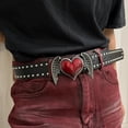 thumbnail image 6 of Jiibva Unisex Red Heart Goth Belts Punk Studded Rivet Waist Belt Y2K Western PU Leather Belts, 6 of 7
