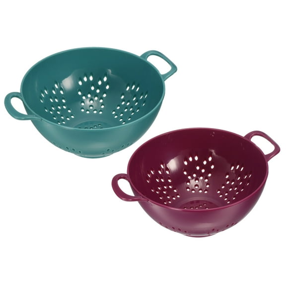 Uxcell Kitchen Drain Basket Strainer Fruit Vegetable Rice Sieve-Army Green Purple(2PCS)