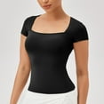 thumbnail image 2 of Posijego Workout Tops for Women Square Neck Short Sleeve Sports Tees Slim Tight Running Yoga Shirts, 2 of 6