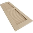 thumbnail image 6 of Ekena Millwork 18"W x 26"H (20" Low Side) Timberthane Rough Sawn Two Equal Louver w/Elliptical Top Faux Wood Shutters (Per Pair), Primed Tan, 6 of 6