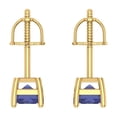 thumbnail image 4 of 14K Solid Gold Screw Back Stud Earrings for Women | 1 cttw Emerald Cut Simulated Tanzanite | Yellow Gold, 4 of 5