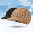 thumbnail image 5 of NMMUED Winter Visor Beanie Hat for Men Women Warm Ribbed Knit Cuffed Brimmed Cap Black 2 One Size, 5 of 7