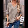 thumbnail image 4 of Camisa de Larga de Otoño para Mujer, Cuello en V, Jersey de Punto, Túnica, Camisa Formal Informal para Mujer Gris M, 4 of 7