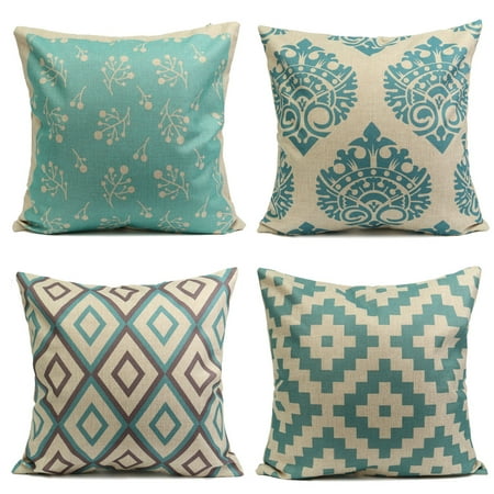 Decorative Sofa Covers Asewin Vintage Aqua Mint Green Throw Pillow Cushion Cover 18''x18'' Cotton Linen PillowCase Standard Decorative Pillowslip Pillow Protector Cover Case for Sofa Couch Chair Car Seat ()