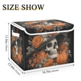 thumbnail image 3 of Foldable Fabric Storage Bin With Handle Collapsible Basket Box Storage With Lid Organizer Skull Pumpkins, 3 of 7