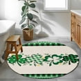 thumbnail image 4 of 4ft Round Rug, St. Patrick's Day, Non-Skid Rubber Backing Large Area Rugs - Living Room Bedroom Home Office, Green Shamrock Farmhouse Plaid Eucalyptus Indoor Floor Mat Carpets Washable Rug, 4 of 9