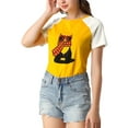thumbnail image 5 of Allegra K Women's Summer Casual Short Sleeve Cartoon Cat Print T-Shirt, 5 of 6