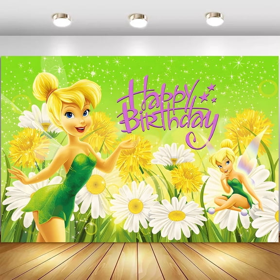 Tinkerbell Birthday Party Backdrop Fairy Birthday Party Decorations Tinkerbell Background Fairy Garden Photo Background Supplies