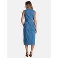 thumbnail image 2 of Time and Tru Women’s Sleeveless Midi Denim Shirt Dress, XS-3XL, 2 of 4