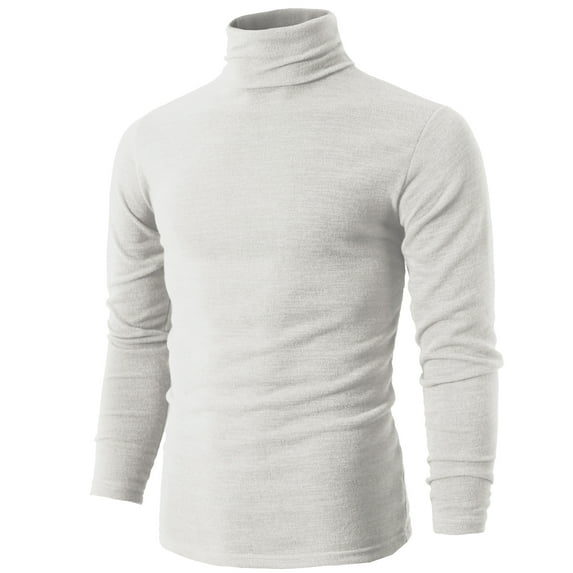 H2H Mens Casual Slim Fit Pullover Sweaters Lightweight Turtleneck Thermal Basic Designed WHITE US 2XL/ASIA 5XL (KMTTL028)
