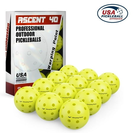 Warping Point Outdoor Pickleballs – USAPA Approved, Crack Resistant, 40-Hole Competition Balls – 4 or 12 Pack for Tournament & Training for Beginner Intermediate Pro Player
