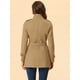 thumbnail image 4 of Abrigo de invierno con cinturón y bolsillos con doble botonadura y cuello alto para mujer Caqui S, 4 of 6