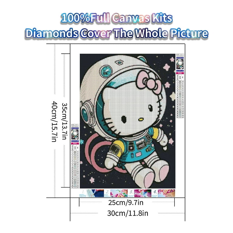 Diamond Painting Kits for Adults Hello Kitty Diamond Art Gem Art Painting  Full Drill Round Art Gem Painting Kit for Home Wall Decor Gifts 16x20