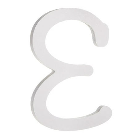 9 inch White Wood Letter E: Brush Font