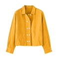 thumbnail image 5 of TEAJOPSUU Women's Crop Shirts Long Sleeve Button Down Collared Tops Relaxed Fit Casual Dressy Blouses Yellow, 5 of 5