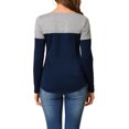 thumbnail image 4 of Allegra K Women's Christmas Split V-Neck Long Sleeves Color Block Casual T-Shirt, 4 of 7