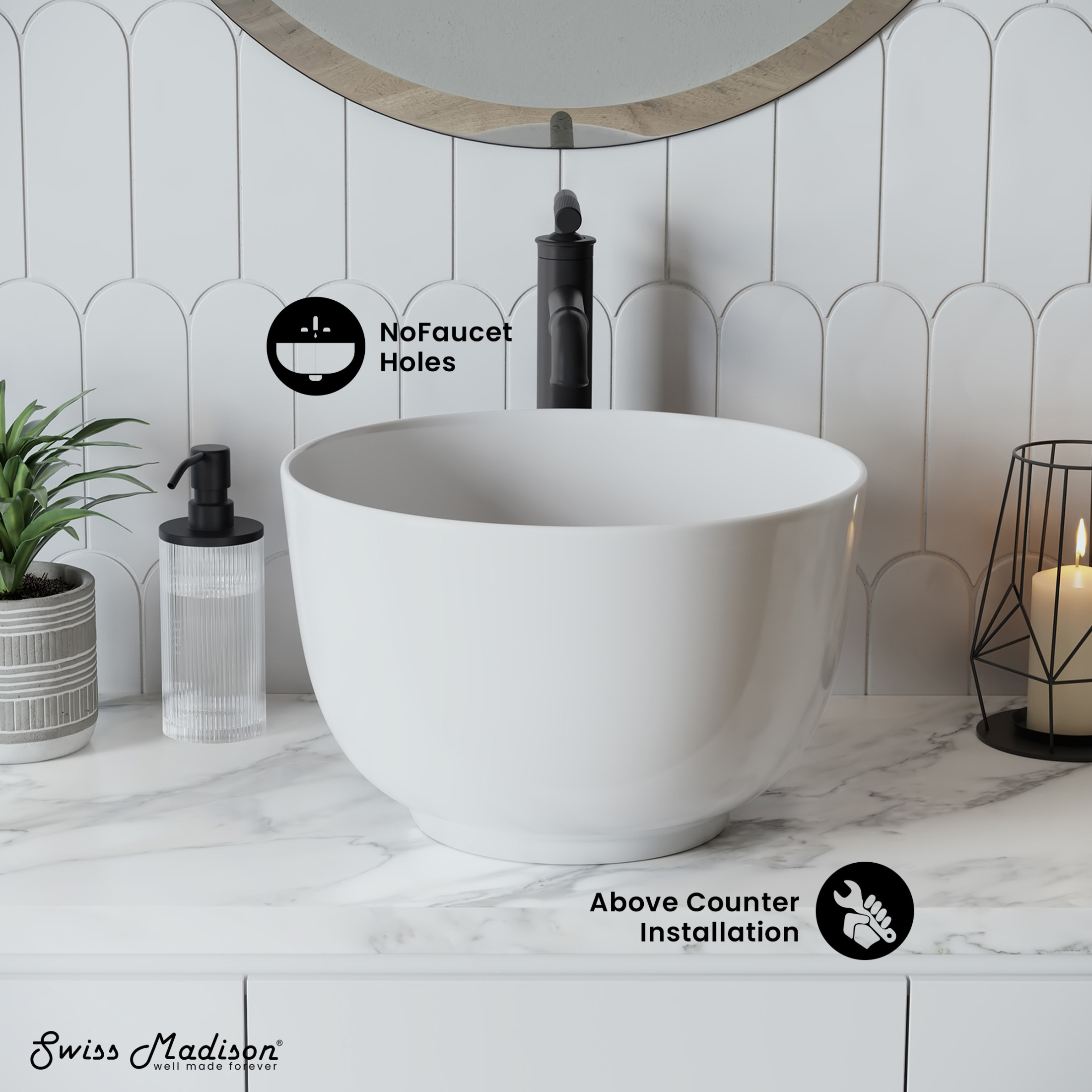 Calice 15'' Vessel Sink in White