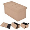 Costway Folding Rect Ottoman Bench Storage Stool Box Footrest Furniture Decor Beige