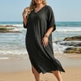 thumbnail image 7 of ZACPNCV Plus Size Women Sheer V Neck Loose Fit Dress Cover Up Lightweight Casual Beach Tunic Swimsuit Bikini Shawl Summer Outdoor, 7 of 7