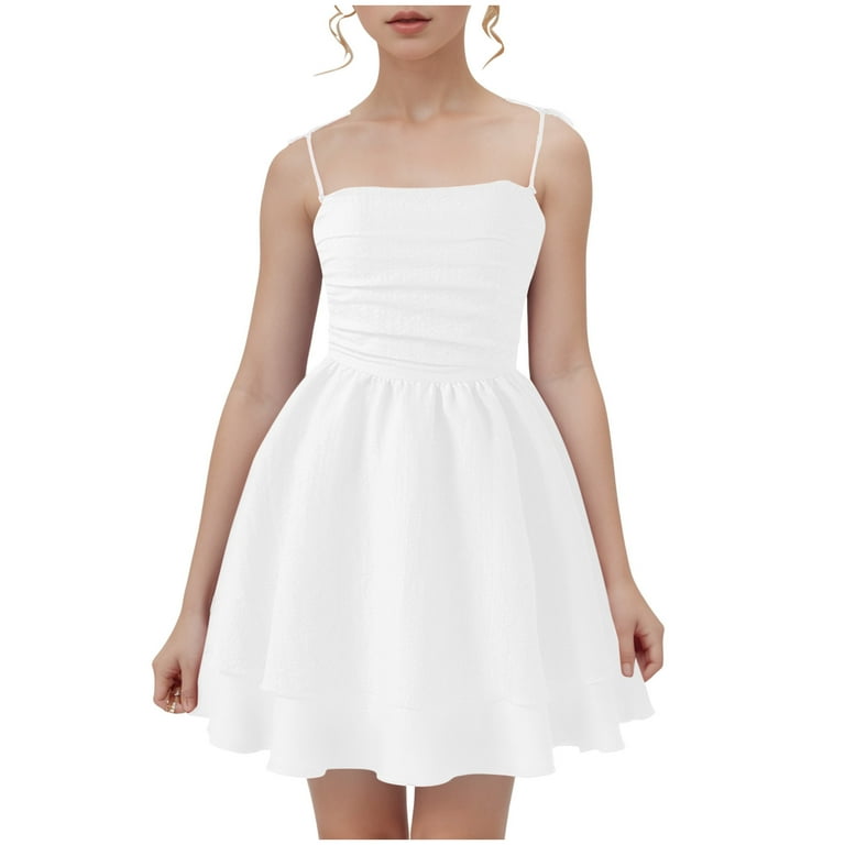 White Dress Girls Party Dresses Size 10-12 Girl's Flowy Cami Dress