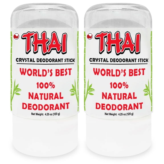 2-PACK Thai Deodorant Stones - Clinically Tested - Crafted in USA - Dermatologist Approved Natural Crystal Salt Odor Protection for Men, Women & Teens
