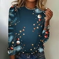 thumbnail image 2 of SELONE Womens Christmas Shirts Long Sleeve Printed Crewneck Pullover Casual Tops Blue L, 2 of 4