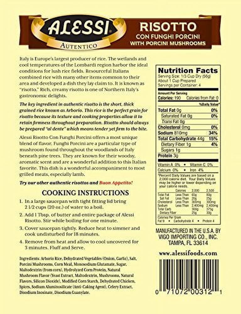 Alessi Funghi Risotto with Porcini Mushrooms, 8-Ounce Packages (Pack of 12)