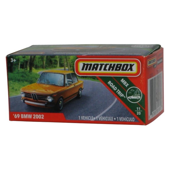 Matchbox MBX Road Trip 11/20 (2018) Power Grabs Box Yellow '69 BMW 2002 Toy Car 7/100