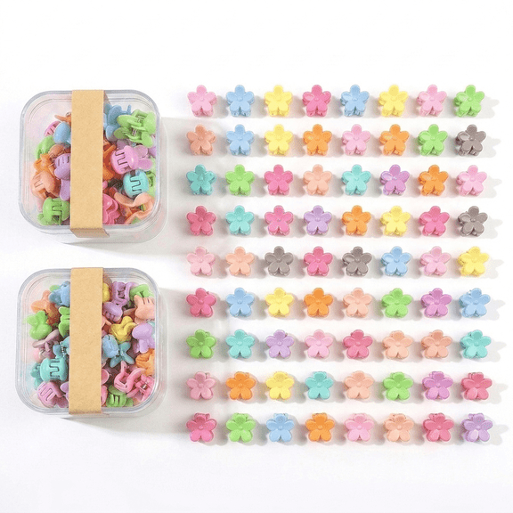 ROSEXIXI 80Pcs Cute Bunny Hair Clips for Girls, Mini Candy Color Hair Claw Clips, Small Plastic Bangs and  Braiding Hair Accessories (Assorted Macaron Colors)