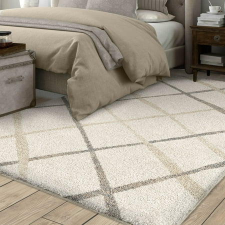 Orian Rugs Super Shag Diamond Thatch Ivory Area Rug
