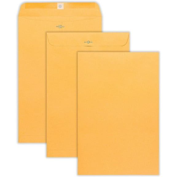 10 x 15 Clasp Envelopes - 100 Pack Brown Kraft Catalog Mailing Gummed Seal Envelope - 28lb Heavyweight 10x15 Inches Manila Envelopes for Home, Office, Business, Legal or School