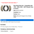 thumbnail image 2 of Rear Brake Shoe Set - Compatible with 1996 - 2000, 2002 - 2007 Chrysler Town & Country 1997 1998 1999 2003 2004 2005 2006, 2 of 2