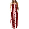 thumbnail image 2 of Ichaunyi Summer Dresses Clearance Women Casual Independence Day O-Neck Pockets Sleeveless Maxi Long Dress, 2 of 3