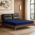 thumbnail image 2 of Lirex Twin Size Fitted Sheet, 100% Cotton Deep Pocket Bed Sheet, Soft Breathable Dark Blue, 2 of 6