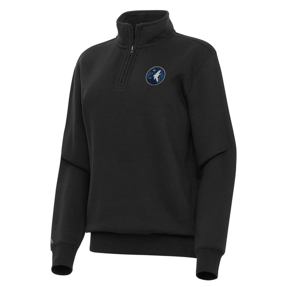 Women's Antigua Black Minnesota Timberwolves Victory Quarter-Zip Sweatshirt