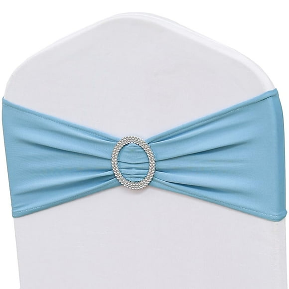 Fajas de silla ZSJFMF de spandex azul bebé, paquete de 50 con hebillas