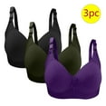 thumbnail image 2 of Olyvenn 3 Pack Wireless Bras for Women,Adjustable Straps Smooth Bras for Women Stripes Full Coverage Bralettes Ultra Comfort T-Shirt Bra Purple 36/80, 2 of 3
