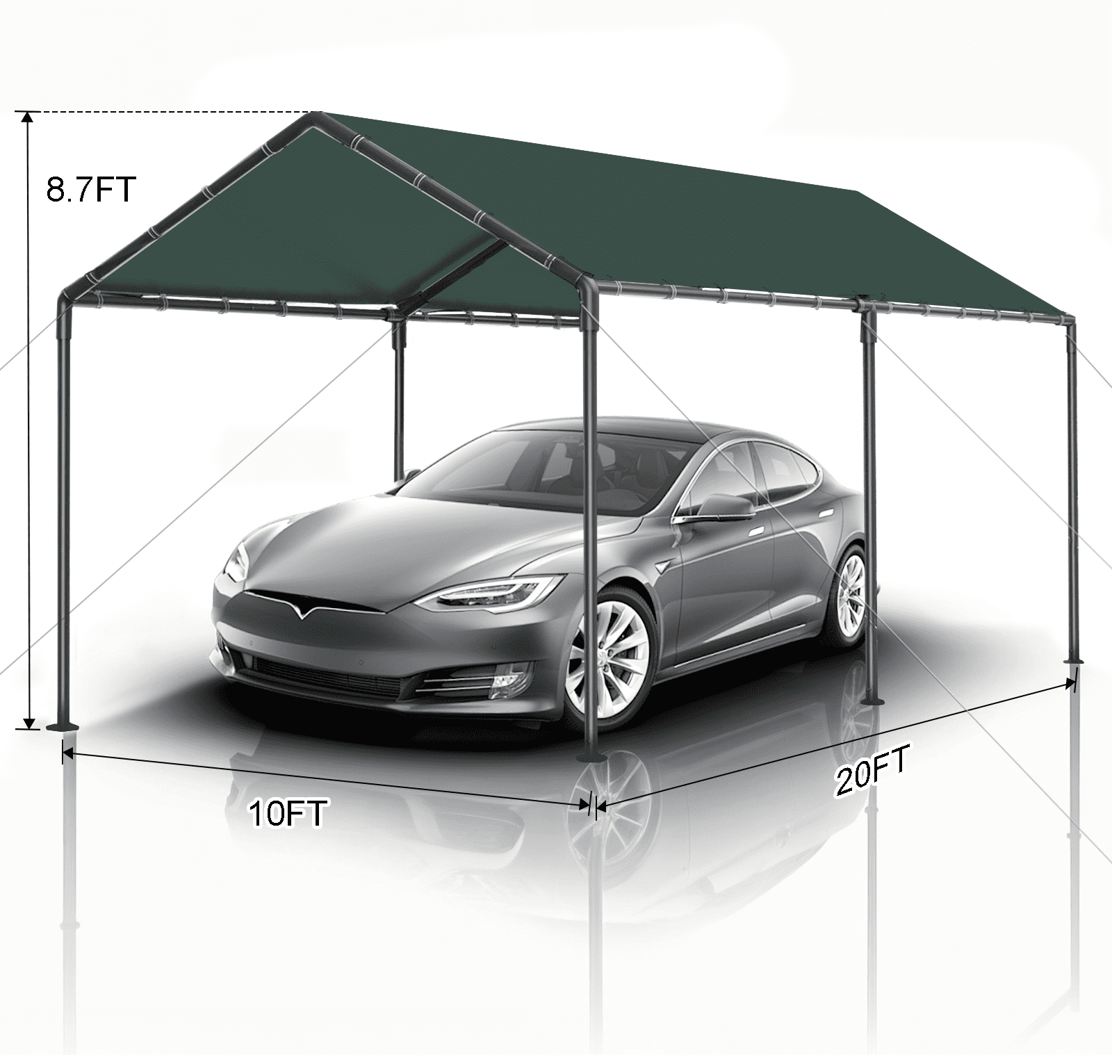 Gaildon Carport 10 x 20Ft Upgraded Heavy Duty Carport with Steel Wire Rope Portable Garage for Truck Boat Car Canopy with All-Season Tarp (Green)