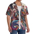thumbnail image 2 of Yiaed Fantasy Colorful Beast Print Mens Casual Wrinkle Free Shirts Short Sleeve Button Down Summer Stretch Dress Shirt-XX-Large, 2 of 5