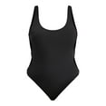 thumbnail image 2 of No Boundaries Women's Ribbed One Piece Swimsuit, Sizes XXS-XXL, 2 of 5