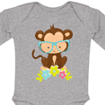 thumbnail image 4 of Inktastic Cute Monkey With Eyeglasses, Colorful Flowers Boys or Girls Long Sleeve Baby Bodysuit, 4 of 5