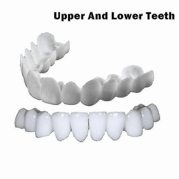 (Upper And Lower Teeth)New Snap On Smile Dental False Teeth Cover Smile Veneers Comfort Fit Flex Denture Teeth