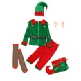 thumbnail image 4 of Haitryli 7Pcs Kids Christmas Elf Outfits Xmas Elves Party Santa Litter Helper Fancy Dress Up Set Green 130, 4 of 7